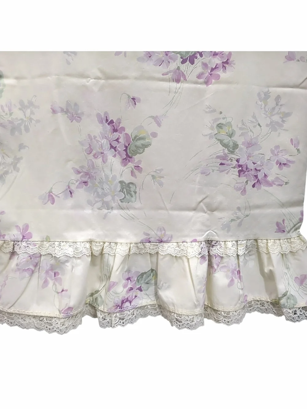 Vintage JCPenney Percale Ruffled Lace Floral Standard Pillowcase Set Cottagecore